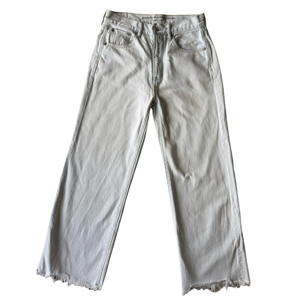 ✅ American Eagle women’s light blue wide leg cropped jeans size 2 long